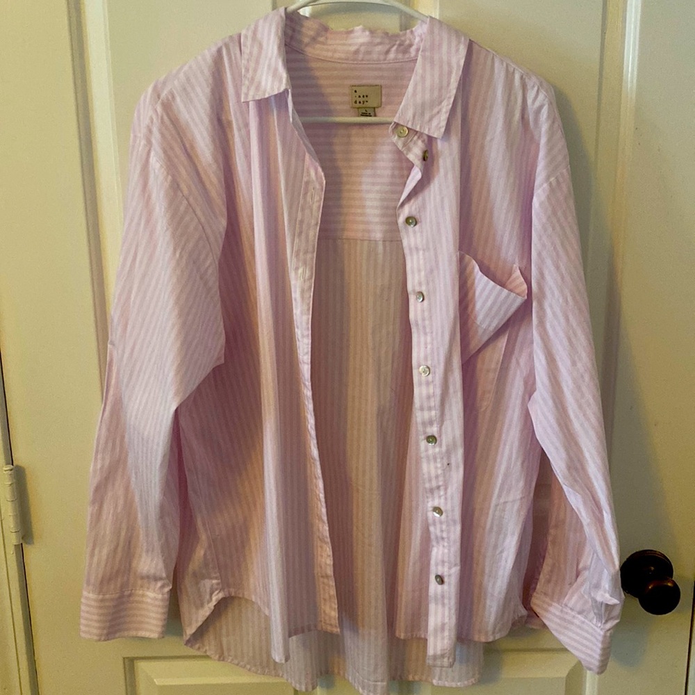 Button Down Striped Blouse